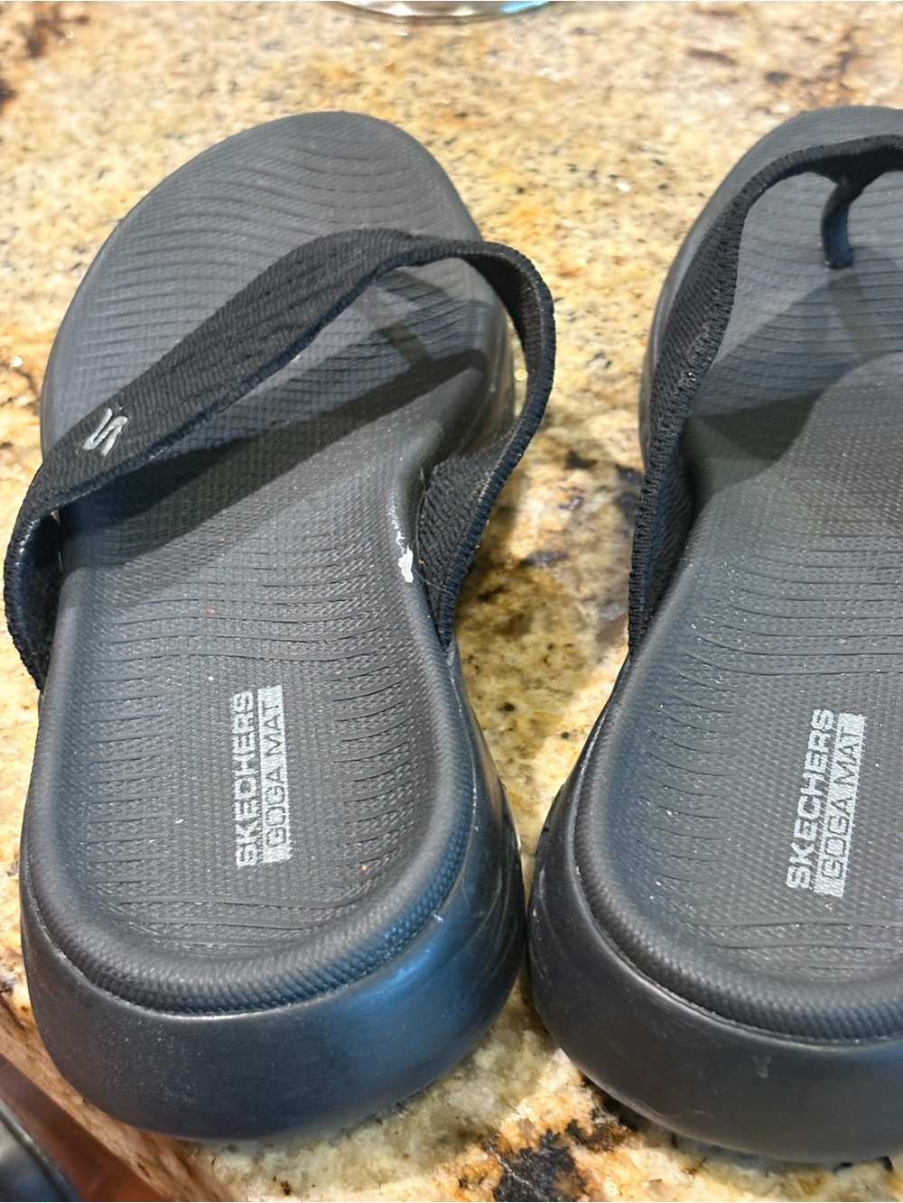 Skechers Women’s Black Foam Flip-Flop Sandals - Goga Mat Footbed